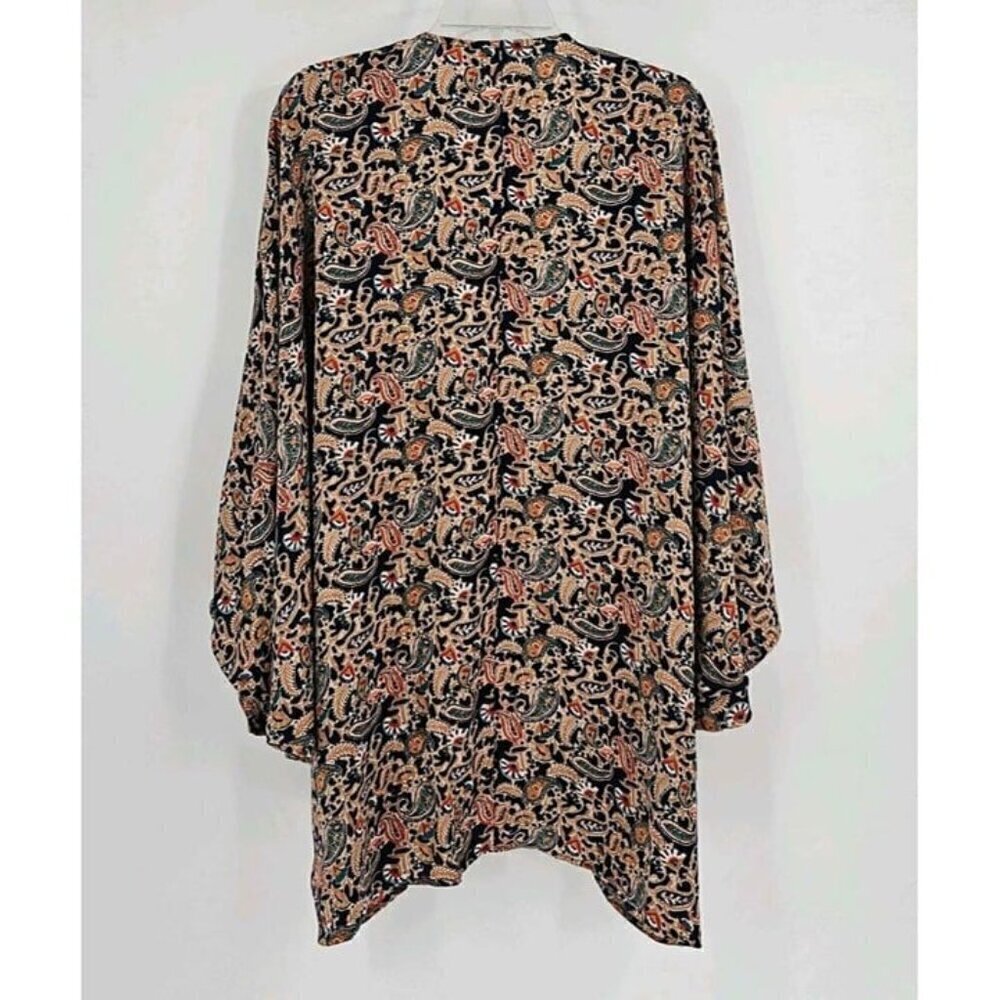 ENTRO Multicolor Paisley Open Front Lightweight Flowy Cardigan Sz M - Picture 2 of 5